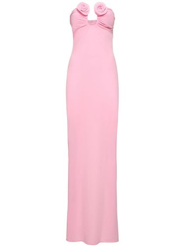 Draped Jersey Long Dress W/roses - MAGDA BUTRYM - Modalova