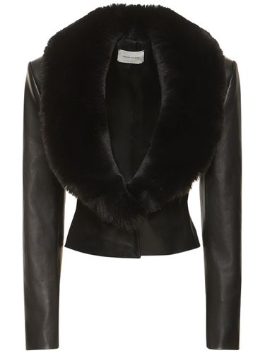 Leather Detachable Fur Collar Jacket - MAGDA BUTRYM - Modalova