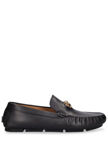 Leather Medusa Loafers - VERSACE - Modalova