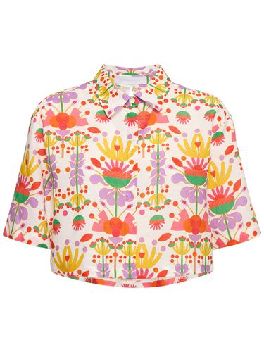 Alani Printed Cotton & Linen Crop Shirt - BORGO DE NOR - Modalova