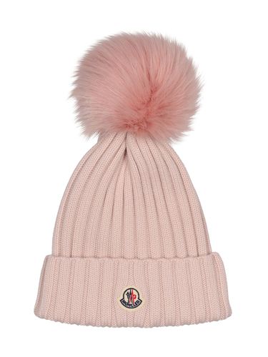 Wool Beanie W/ Pompom - MONCLER - Modalova