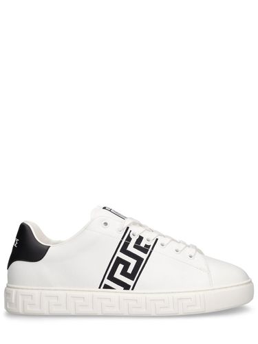 Faux Leather Logo Sneakers - VERSACE - Modalova