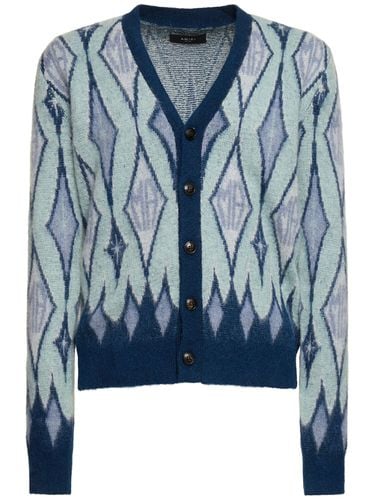 Argyle Mohair Blend Knit Cardigan - AMIRI - Modalova