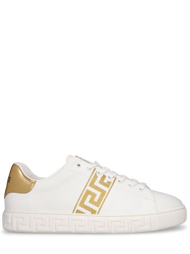 Faux Leather Logo Sneakers - VERSACE - Modalova