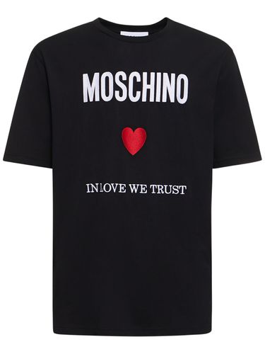 In Love We Trust Cotton Jersey T-shirt - MOSCHINO - Modalova