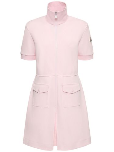 Stretch Cotton Blend Piquet Polo Dress - MONCLER - Modalova