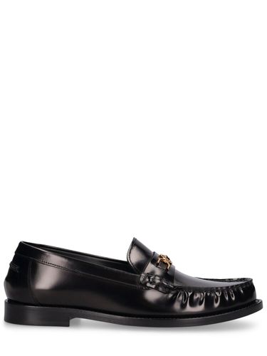 Mm Leather Loafers - VERSACE - Modalova