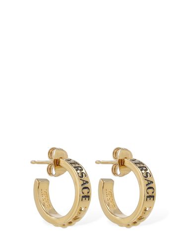 Metal Logo Earrings - VERSACE - Modalova