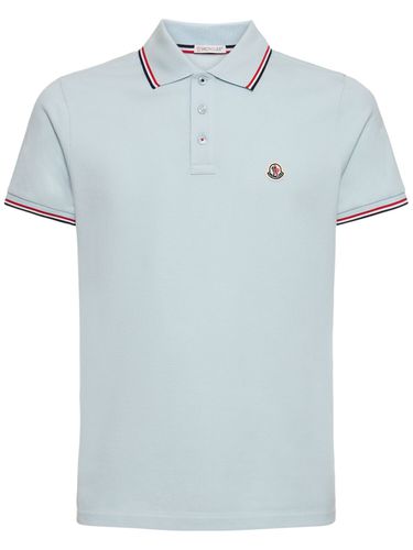 Logo Patch Cotton Polo Shirt - MONCLER - Modalova