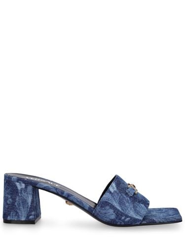 Mm Denim Mules - VERSACE - Modalova