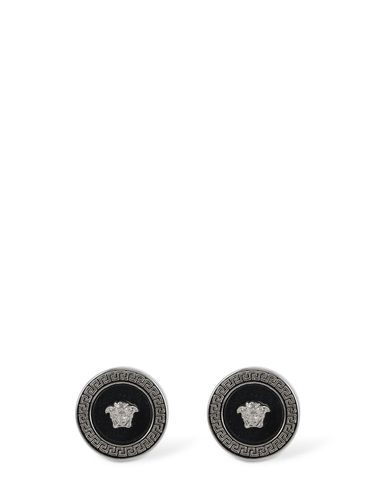 Metal Logo Earrings - VERSACE - Modalova