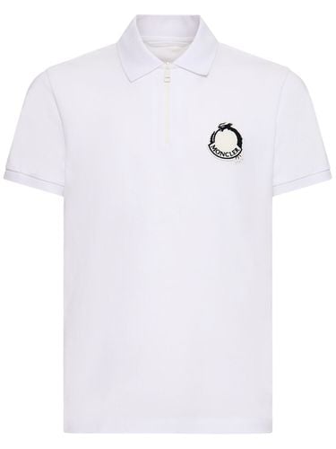 Cny Cotton Piquet Polo Shirt - MONCLER - Modalova