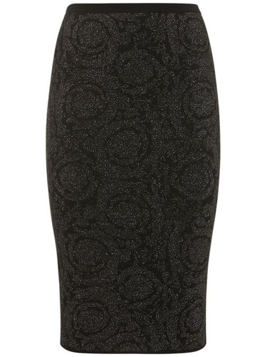 Barocco Lurex Knit Midi Skirt - VERSACE - Modalova