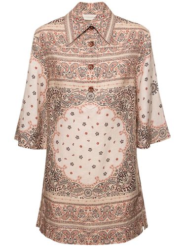 Tunic Printed Linen Mini Dress - ZIMMERMANN - Modalova