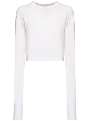 Crop Cotton Long Sleeve T-shirt - LES TIEN - Modalova