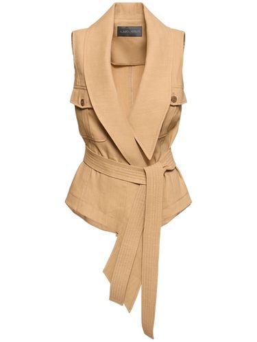 Linen Blend Belted V-neck Vest - ALBERTA FERRETTI - Modalova