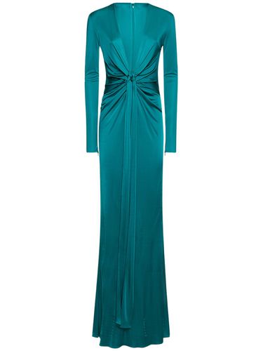 Long Sleeve V Neck Maxi Dress W/ Knot - ROBERTO CAVALLI - Modalova