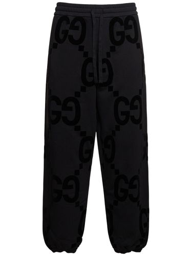 Gg Flocked Cotton Sweatpants - GUCCI - Modalova