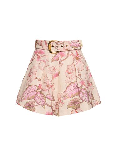 Shorts De Lino Estampado - ZIMMERMANN - Modalova