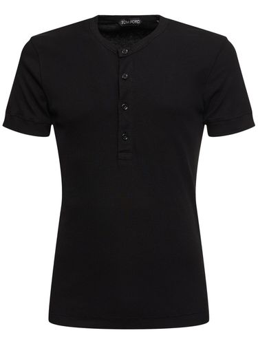 Henley Cotton & Lyocell Ribbed T-shirt - TOM FORD - Modalova