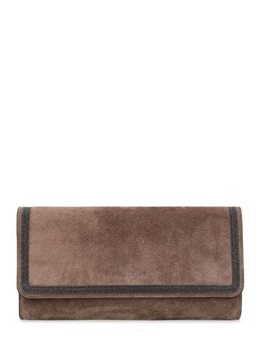 Softy Velour Embellished Leather Pouch - BRUNELLO CUCINELLI - Modalova