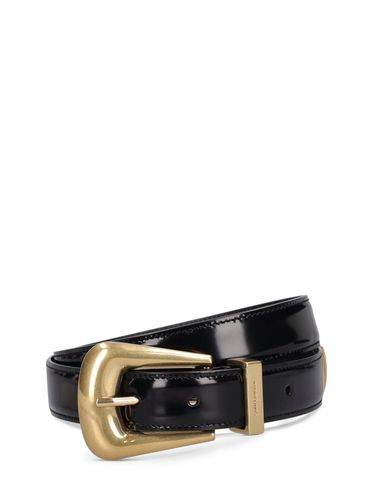 Mm Folk Brushed Leather Belt - SAINT LAURENT - Modalova