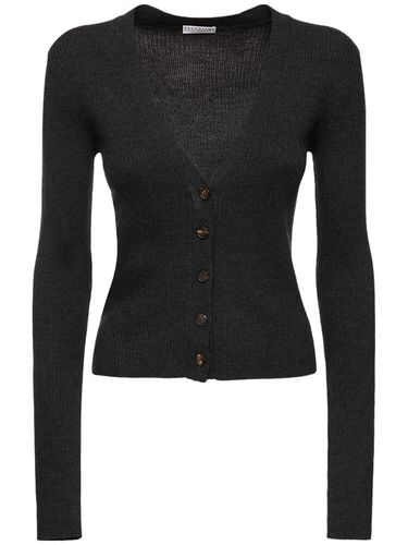 Embellished Rib Knit Cardigan - BRUNELLO CUCINELLI - Modalova