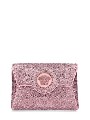 Mini Crystal & Satin Envelope Clutch - VERSACE - Modalova