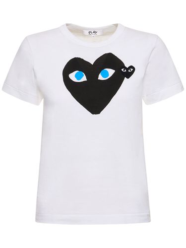 Printed Heart Cotton T-shirt - COMME DES GARÇONS PLAY - Modalova