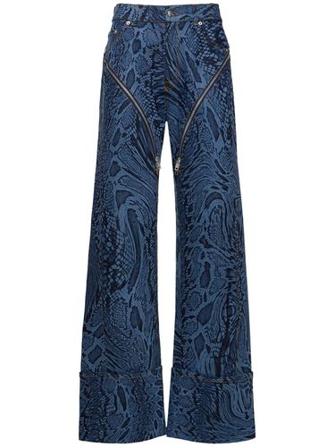 Laser Snake High Rise Denim Zip Jeans - MUGLER - Modalova