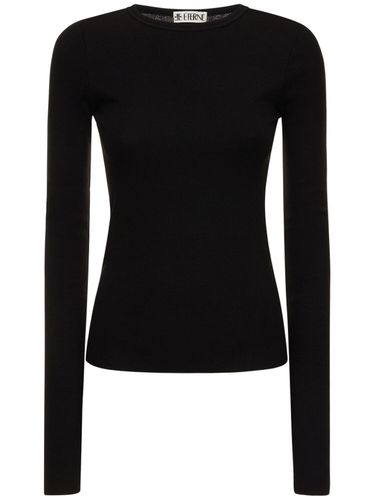 Long Sleeve Fitted Cotton T-shirt - ÉTERNE - Modalova