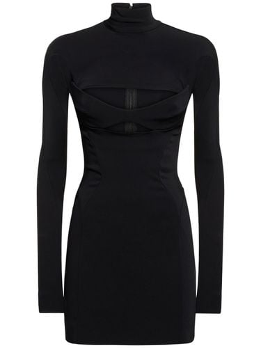 Crepe Mini Turtleneck Dress - MUGLER - Modalova