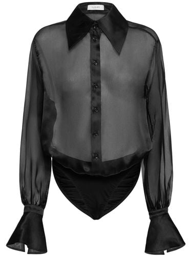 Silk Tulle Long Sleeved Bodysuit - MUGLER - Modalova