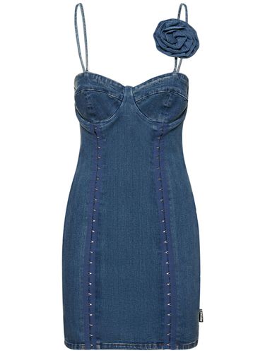 Stretch Denim Mini Dress W/rose - ROTATE - Modalova