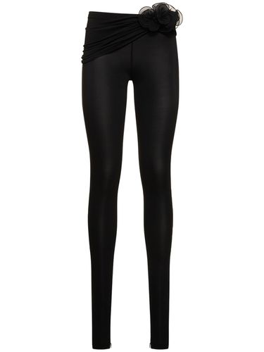 Draped Jersey Leggings W/rose - MAGDA BUTRYM - Modalova