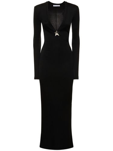 Viscose V Neck Long Dress W/ Star Stud - AREA - Modalova