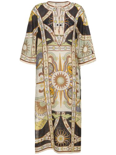 Printed Linen Caftan Dress - TORY BURCH - Modalova