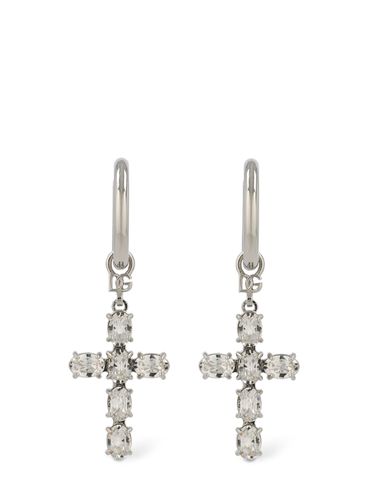 Dg Dna Crystal Cross Earrings - DOLCE & GABBANA - Modalova