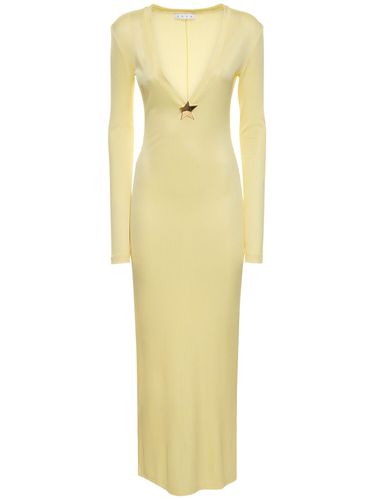 Viscose V Neck Long Dress W/ Star Stud - AREA - Modalova