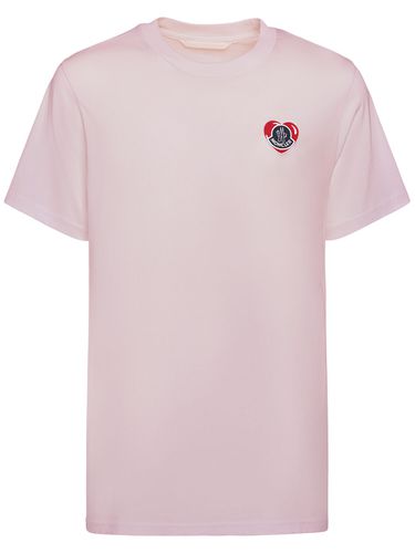 Heart Logo Cotton T-shirt - MONCLER - Modalova