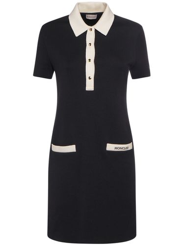 Cotton Blend Polo Shirt Dress - MONCLER - Modalova