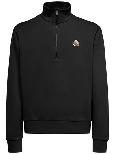 Zip-up Cotton Turtleneck Sweatshirt - MONCLER - Modalova