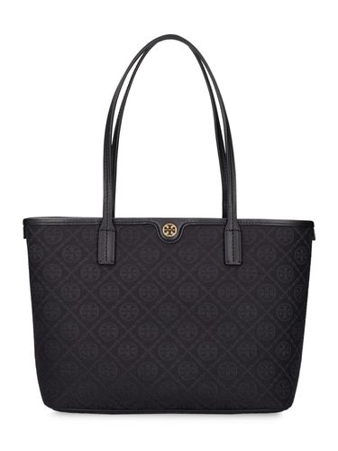 Bolso Tote Pequeño T Monogram De Lona - TORY BURCH - Modalova