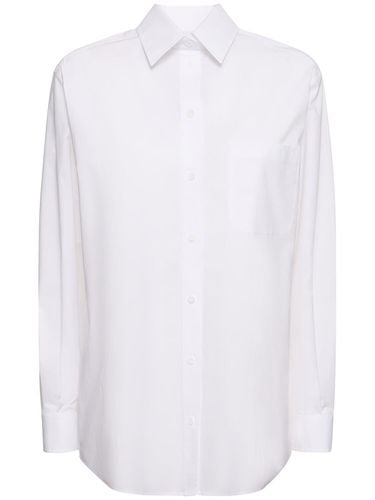 Stretch Cotton Poplin Back Logo Shirt - MOSCHINO - Modalova