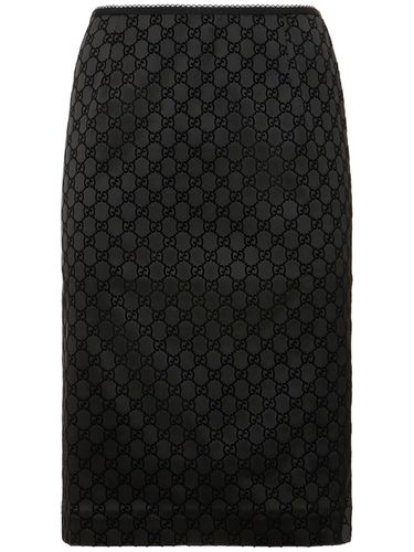 Gg Printed Silk Blend Duchesse Skirt - GUCCI - Modalova