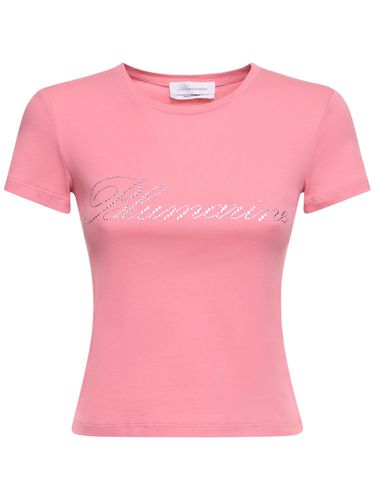 Crystal Logo Cotton Jersey T-shirt - BLUMARINE - Modalova