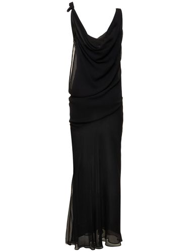 Draped Sheer Silk Self-tie Maxi Dress - CHRISTOPHER ESBER - Modalova