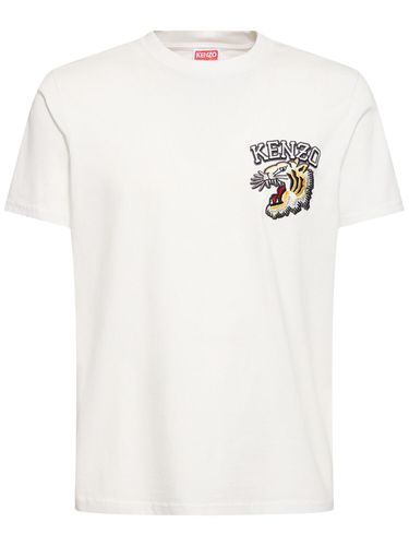 Tiger Embroidery Cotton Jersey T-shirt - KENZO PARIS - Modalova