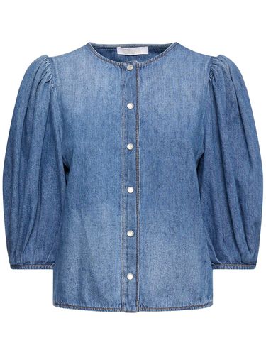 Cotton & Linen Denim Puff Sleeve Shirt - CHLOÉ - Modalova