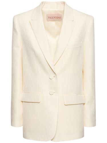 Wool & Silk Crepe Logo Jacket - VALENTINO - Modalova